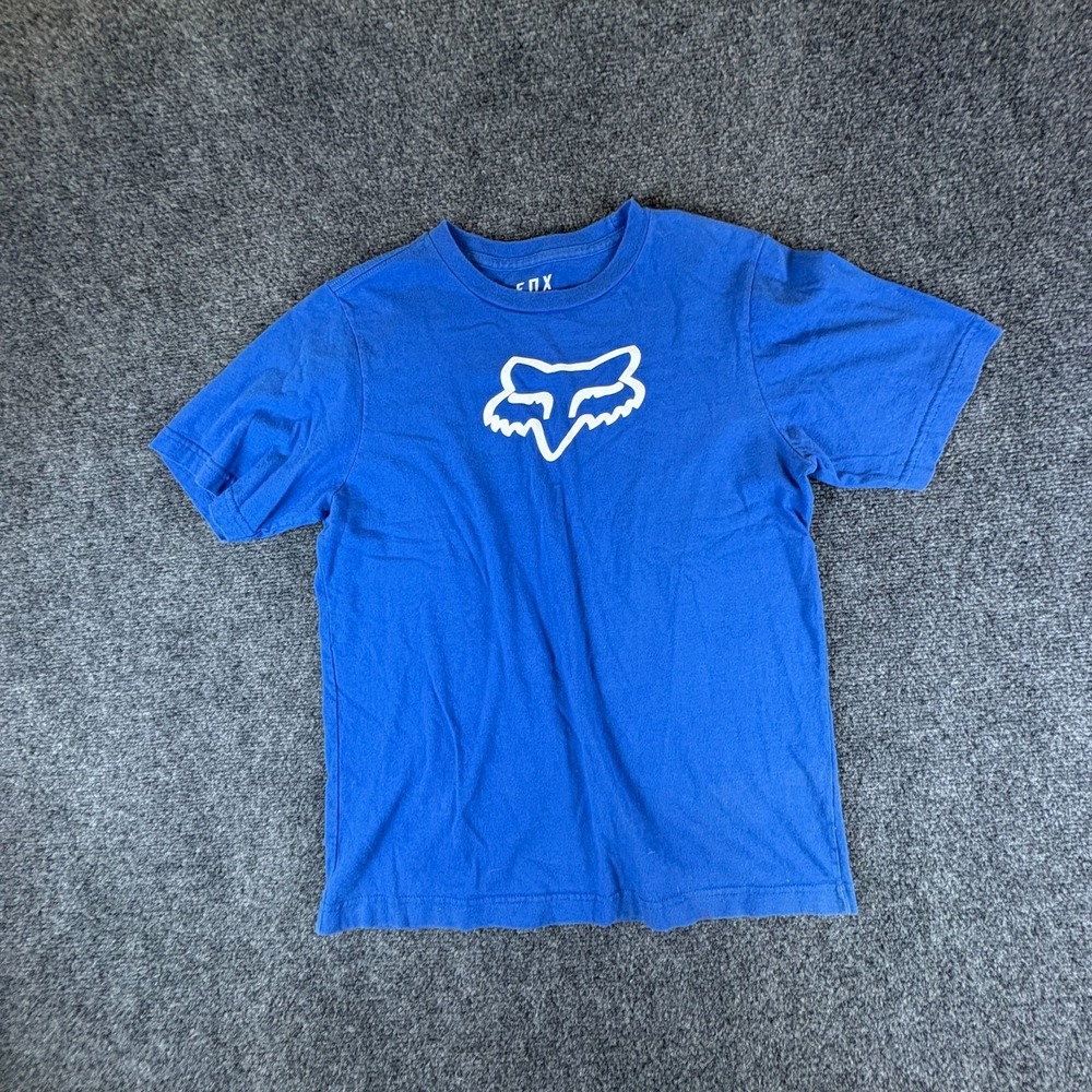 Fox Racing Legacy T-Shirt Boys XL Royal Blue Logo Cotton Standard Fit Crew Neck